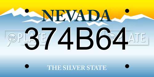 374B64 Nevada License Plate
