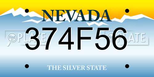 374F56 Nevada License Plate