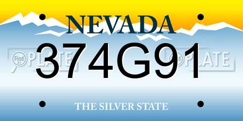 374G91 Nevada License Plate