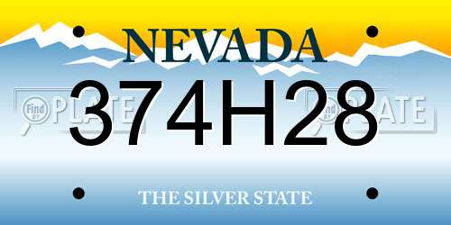 374H28 Nevada License Plate