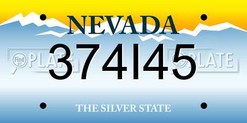 374I45 Nevada License Plate