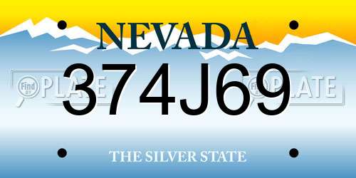 374J69 Nevada License Plate