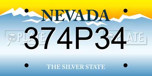 374P34 Nevada License Plate