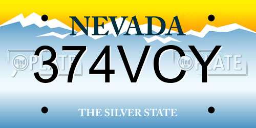 374VCY Nevada License Plate