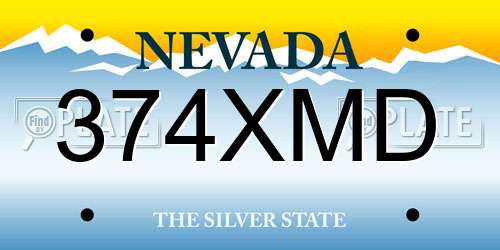 374XMD Nevada License Plate