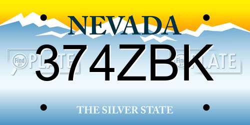 374ZBK Nevada License Plate