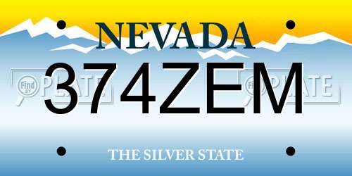 374ZEM Nevada License Plate