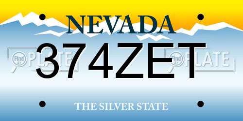 374ZET Nevada License Plate