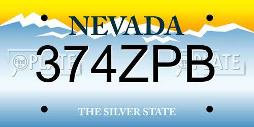 374ZPB Nevada License Plate