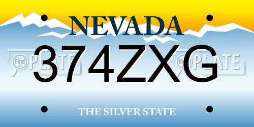 374ZXG Nevada License Plate