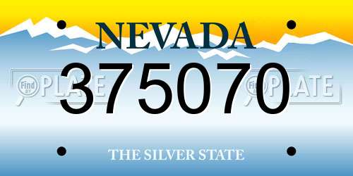 375070 Nevada License Plate