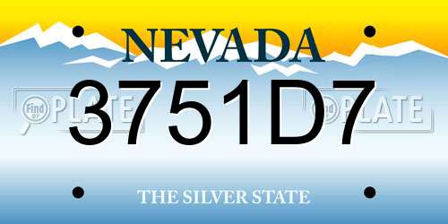 3751D7 Nevada License Plate