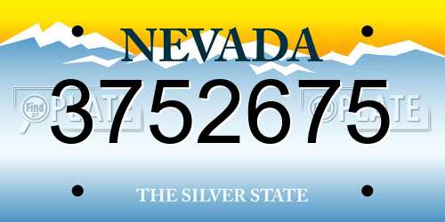 3752675 Nevada License Plate