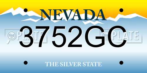 3752GC Nevada License Plate