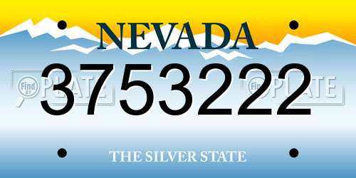 3753222 Nevada License Plate