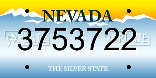3753722 Nevada License Plate
