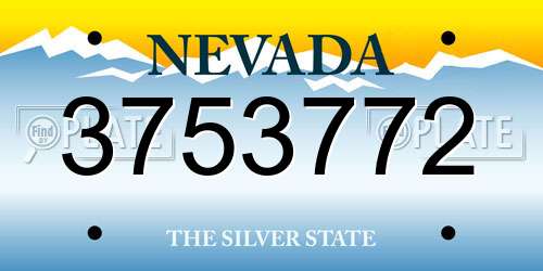 3753772 Nevada License Plate