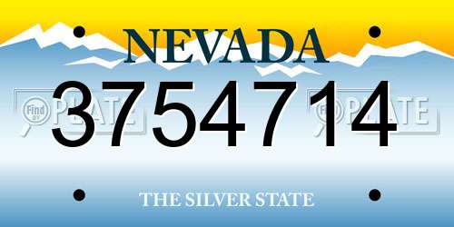 3754714 Nevada License Plate