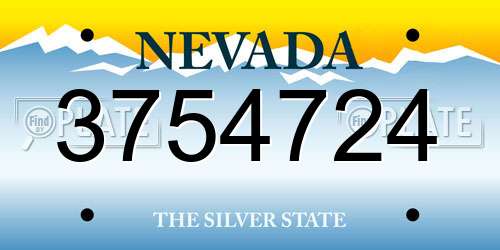 3754724 Nevada License Plate