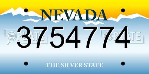 3754774 Nevada License Plate