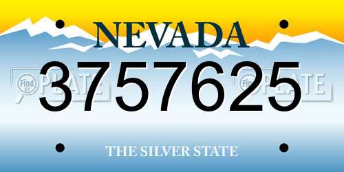 3757625 Nevada License Plate
