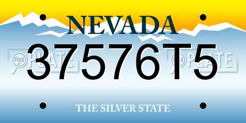 37576T5 Nevada License Plate