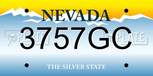 3757GC Nevada License Plate