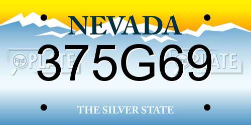 375G69 Nevada License Plate