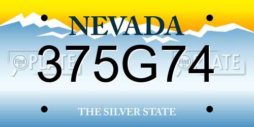 375G74 Nevada License Plate