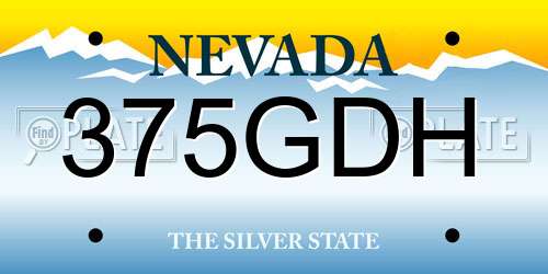 375GDH Nevada License Plate