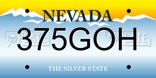 375GOH Nevada License Plate