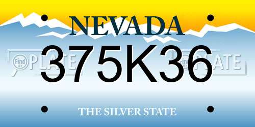 375K36 Nevada License Plate