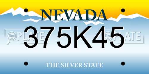 375K45 Nevada License Plate