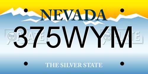 375WYM Nevada License Plate