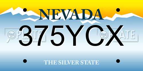 375YCX Nevada License Plate