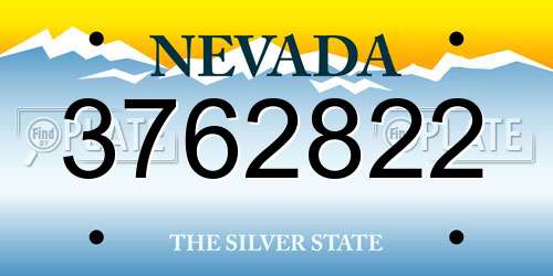 3762822 Nevada License Plate