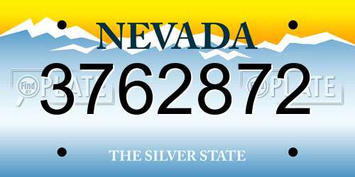 3762872 Nevada License Plate