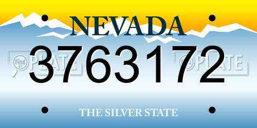 3763172 Nevada License Plate