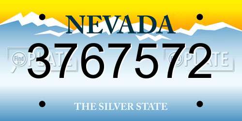 3767572 Nevada License Plate