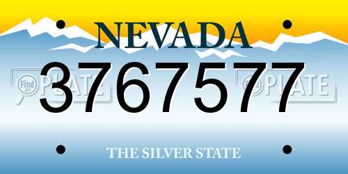 3767577 Nevada License Plate