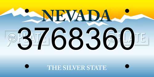 3768360 Nevada License Plate
