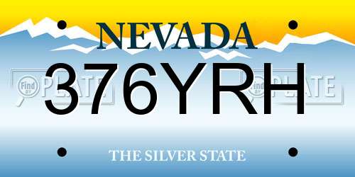 376YRH Nevada License Plate