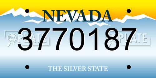 3770187 Nevada License Plate