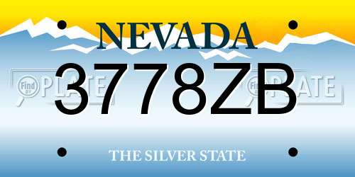 3778ZB Nevada License Plate
