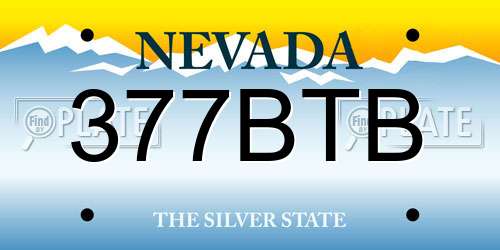 377BTB Nevada License Plate