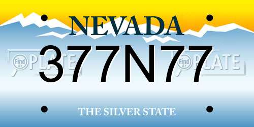 377N77 Nevada License Plate