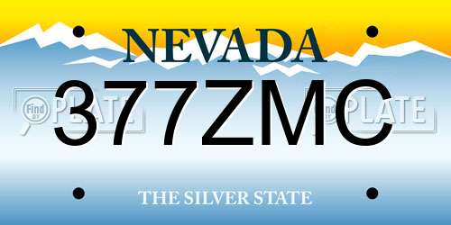 377ZMC Nevada License Plate