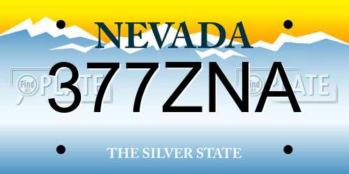 377ZNA Nevada License Plate