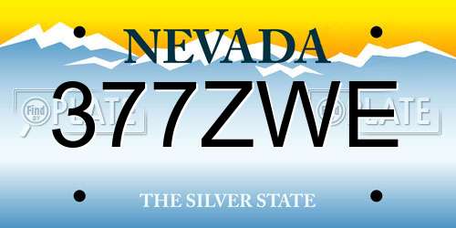 377ZWE Nevada License Plate