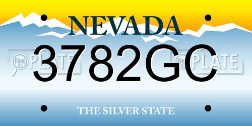 3782GC Nevada License Plate